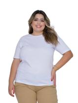 Camiseta Feminina Lisa Básica Branca Plus Size