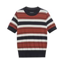 Camiseta Feminina Listrada Y2K - Manga Curta, Malha Básica e Elegante