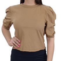 Camiseta Feminina LZT Cropped Marrom Baunilha - 2372