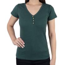 Camiseta Feminina LZT Plus Size Canelada Verde Militar - 155