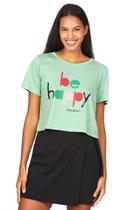 Camiseta Feminina Malha Be Happy Polo Wear Verde Médio