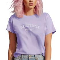 Camiseta Feminina Manga curta California West Algodão fio 30.1