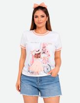 Camiseta Feminina Manga Curta Estampa Paris Bicicleta Linda Camiseta Feminina Manga Curta Estampa Paris Bicicleta Linda