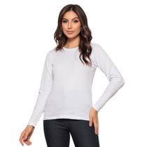 Camiseta Feminina Manga Longa Algodão Gola Redonda Blusinhas Femininas Confortáveis Basicas