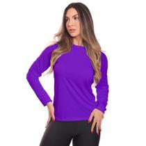 Camiseta Feminina Manga Longa Dry Básica Lisa Proteção Solar UV Térmica Blusa Academia Esporte