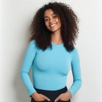Camiseta Feminina Manga Longa Uv50 Inverno/verão Azul Claro