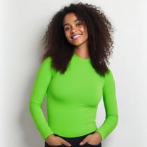Camiseta Feminina Manga Longa Uv50 Inverno/verão Dry Fit Verde Neon