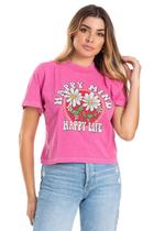 Camiseta Feminina Meia Malha Estonada Pink Martina