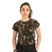 Camiseta Feminina Militar Baby Look Camuflada