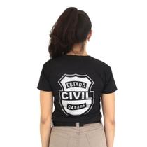 Camiseta Feminina Militar Baby Look Estampada Estado Civil Casada