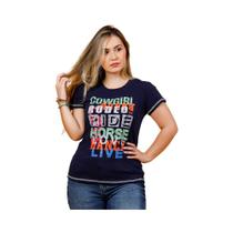 Camiseta Feminina Miss Country Azul Marinho - Ref. 0955