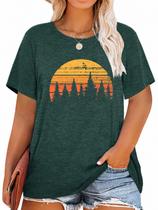Camiseta feminina MK Shop Limited Plus Size Sunset Palm Tree
