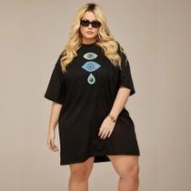 Camiseta Feminina Moda Jovem Oversized Plus Size Diversas Estampas 100% Algodão Verão Camiseta Feminina Moda Jovem Oversized Plus Size Diversas Estampas 100% Algodão Verão