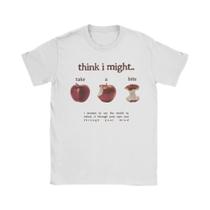 Camiseta Feminina Moderna De Manga Curta Com Gola Redonda, Casual, Fashion, Take a Bite Tee