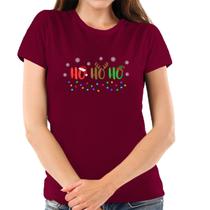 Camiseta Feminina Natal Ho Ho Ho Algodão Premium