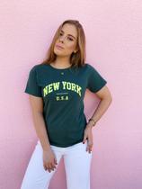 Camiseta Feminina New York U.S.A Verde Militar