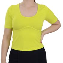Camiseta Feminina Olho Fatal MC Cropped Amarelo Sun - 6013 Camiseta Feminina Olho Fatal MC Cropped Amarelo Sun - 6013