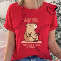 Camiseta feminina ou Baby Look Capivara Zen Meditando