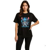 Camiseta Feminina Oversize Lilo Stich Astronauta Inedita