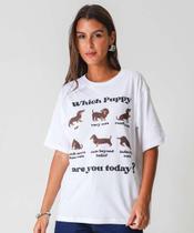 Camiseta Feminina Oversized Cachorros Marisa Off White-75092 Camiseta Feminina Oversized Cachorros Marisa Off White-75092