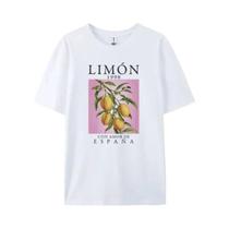 Camiseta Feminina Oversized De Algodão Com Estampa De Limão, Top Gráfico Botânico Vintage, Estilo Camiseta Feminina Oversized De Algodão Com Estampa De Limão, Top Gráfico Botânico Vintage, Estilo