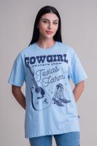 Camiseta Feminina Oversized Texas Farm - Western Show - Co001 - Azul Bb G