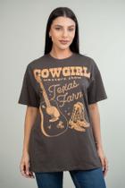 Camiseta Feminina Oversized Texas Farm - Western Show - Co001 - Marrom Cafe