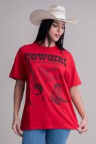 Camiseta Feminina Oversized Texas Farm - Western Show - Co001 - Vermelho PP