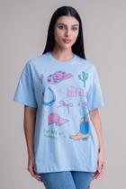 Camiseta Feminina Oversized Texas Farm - Western Show - Co003 - Azul Bb G