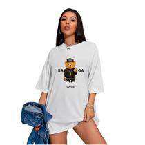 Camiseta Feminina Oversized Urso Ostentação Streetwear Skate