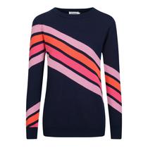 Camiseta feminina OXKNIT de malha de manga comprida, retrô, listras dos anos 60 Camiseta feminina OXKNIT de malha de manga comprida, retrô, listras dos anos 60
