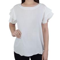 Camiseta Feminina Parado no Ar MC Plus Size Off White - 8511