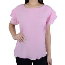 Camiseta Feminina Parado no Ar MC Plus Size Rosa - 85111 Camiseta Feminina Parado no Ar MC Plus Size Rosa - 85111
