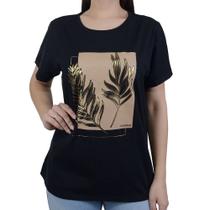 Camiseta Feminina Parado no Ar Plus Size MC Preta - 851114