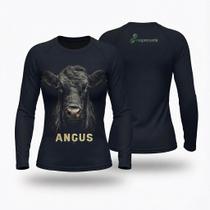 Camiseta Feminina Performance Angus Preta Manga Longa UV50+ Camiseta Feminina Performance Angus Preta Manga Longa UV50+