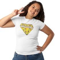 Camiseta Feminina Pizza Diamante Amo Pizza