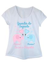Camiseta Feminina Plus Size Chá Revelação Guardiã do Segredo Camiseta Feminina Plus Size Chá Revelação Guardiã do Segredo