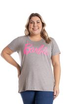 Camiseta Feminina Plus Size Cinza Barbie