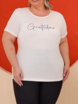 Camiseta Feminina Plus Size Estampa Sortida Básica Dia a Dia Toque Macio