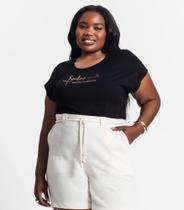 Camiseta Feminina Plus Size Estampada Secret Glam