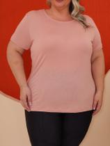 Camiseta Feminina Plus Size Lisa Básica Dia a Dia Toque Macio Camiseta Feminina Plus Size Lisa Básica Dia a Dia Toque Macio