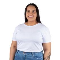 Camiseta feminina plus size lisa branca