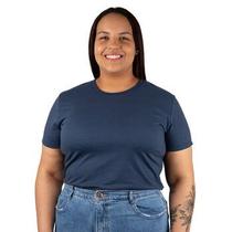 Camiseta feminina plus size lisa marinho