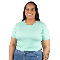 Camiseta feminina plus size lisa verde claro