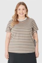 Camiseta Feminina Plus Size Listrada em Algodão - Malwee