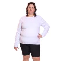 Camiseta Feminina Plus Size Manga Longa Dry Fit Lisa Proteção Solar UV Térmica Camisa Treino Academia Praia