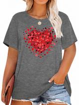 Camiseta feminina plus size MK Shop Limited Heart Print