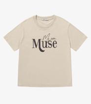 Camiseta Feminina Plus Size Secret Glam Bege