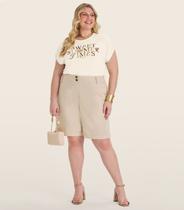 Camiseta Feminina Plus Size Secret Glam Bege