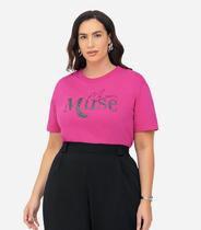 Camiseta Feminina Plus Size Secret Glam Rosa